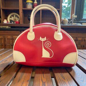 Red Tango by Tokyo Bay Retro Vintage Mini Bowling Bag Women's Red/White Cat